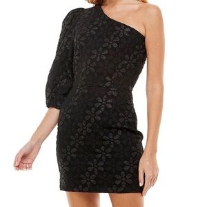 fab'rik Black Asymmetrical One-Shoulder Cocktail Dress